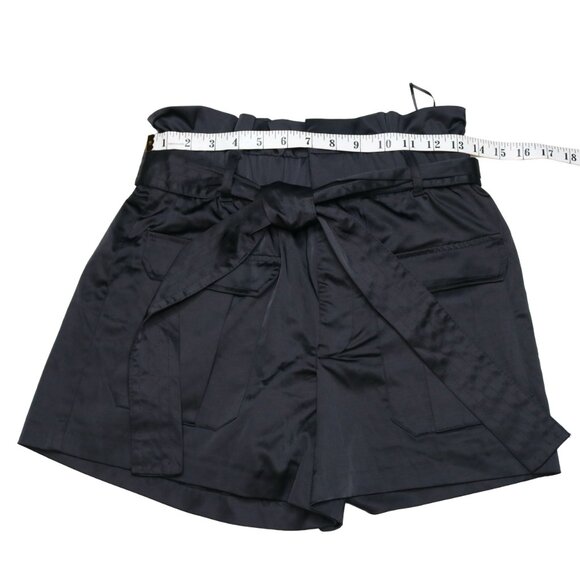 Zara Women's Black High Waisted Paper Bag Shorts with Belt, size Extra Small - Picture 7 of 11